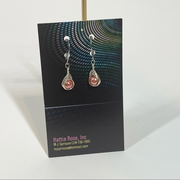 Handmade Glass Bead Dangling Earrings - Picture 3 of 3